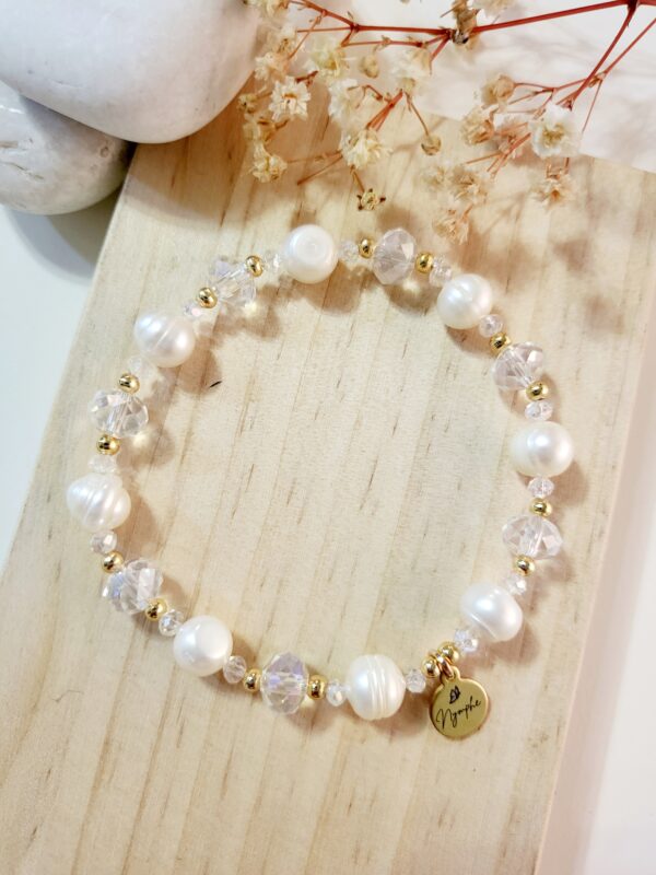 PULSERA PEARL/CRYSTAL GOLDEN