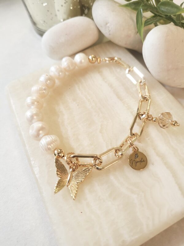 PULSERA PEARL&BUTTERFLY