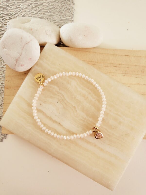 PULSERA CRYSTAL MARFIL&HEARTZIRCON